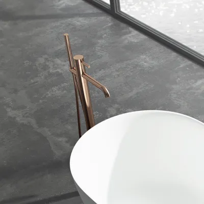 Semplice SQ2 - Freestanding bath mixer, PVD Brushed Copper