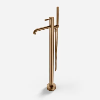 Semplice SQ2 - Freestanding bath mixer, PVD Brushed Copper