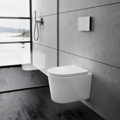 Stilo PS1-18 - Toilet 49 cm, White, Rimless + EasyClean Coat