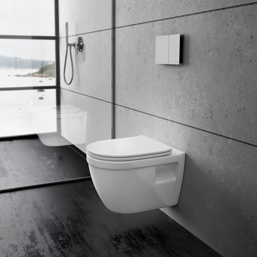 Stool AS1-18 - Toilet 52 cm, incl. soft close seat, White, Rimless + EasyClean Coat