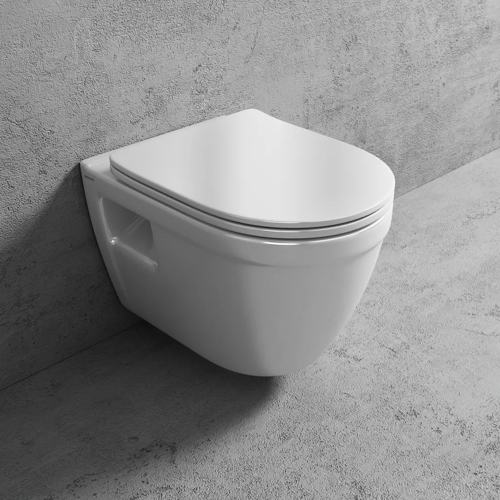 Stool AS1-18 - Toilet 52 cm, incl. soft close seat, White, Rimless + EasyClean Coat