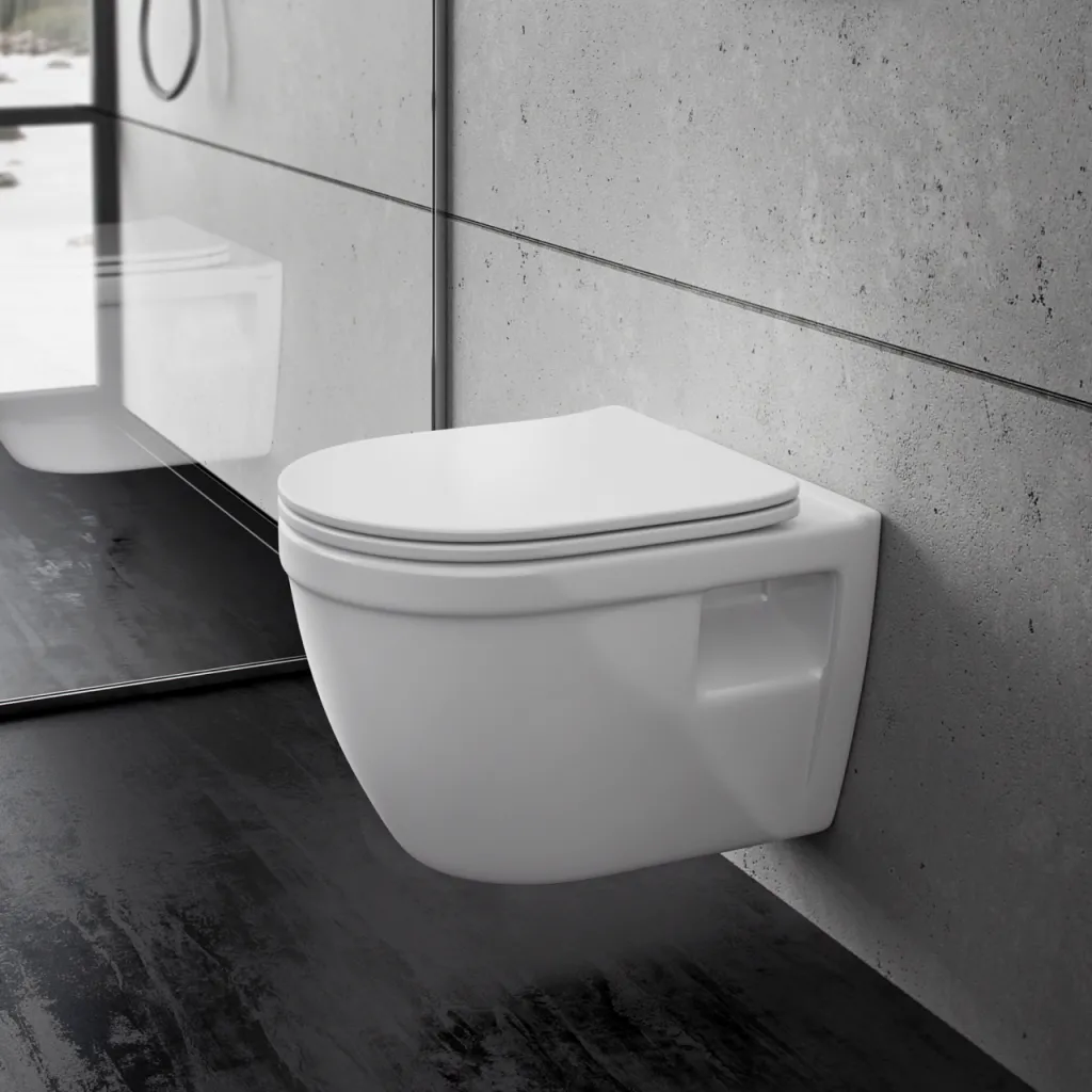 Stool AS1-18 - Toilet 52 cm, incl. soft close seat, White, Rimless + EasyClean Coat