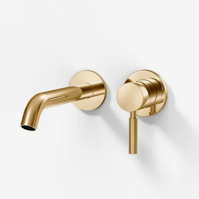 Semplice SHV102 S03 - Washbasin faucet, 20 cm spout, Polished Brass Natural