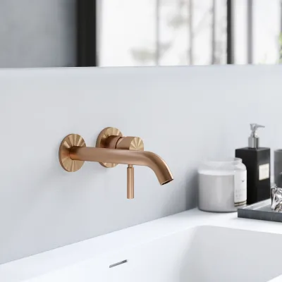 Semplice SHV102 S03 - Basin mixer, 20 cm spout, PVD Brushed Copper