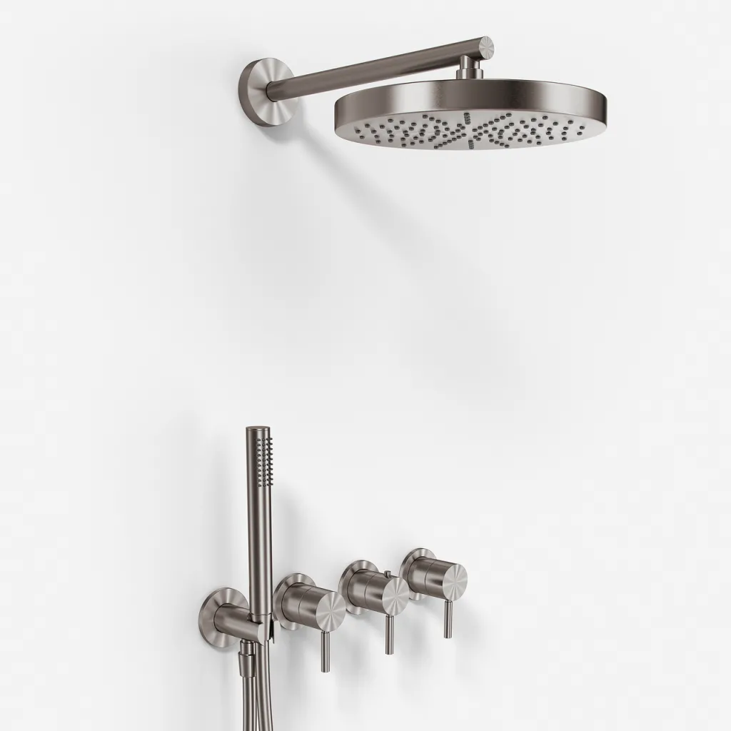 Semplice STB801 S01 - XL Rain DeLux SmartTerm Ø24 cm EasyClean, Wall, PVD Brushed Steel