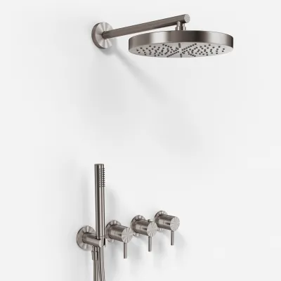 Semplice STB801 S01 - XL Rain DeLux SmartTerm Ø24 cm EasyClean, Wall, PVD Brushed Steel