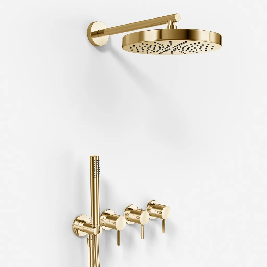 Semplice STB801 S01 - XL Rain DeLux SmartTerm Ø24 cm EasyClean, Wall, Polished Brass Natural
