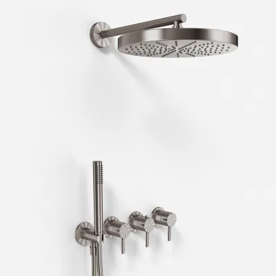 Semplice STB801 S02 - XXL Rain DeLux Ø28 cm, SmartTerm Wall, PVD Brushed Steel