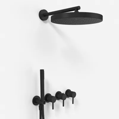 Semplice STB801 S02 - XXL Rain DeLux Ø28 cm, SmartTerm Wall, Matt black