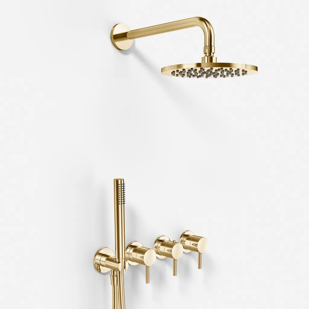 Semplice STB801 S05 - Rain DeLux SmartTerm Ø20 cm EasyClean, Wall, Polished Brass Natural