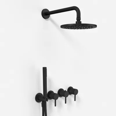 Semplice STB801 S05 - Rain DeLux SmartTerm Ø20 cm EasyClean, Wall, Matt black