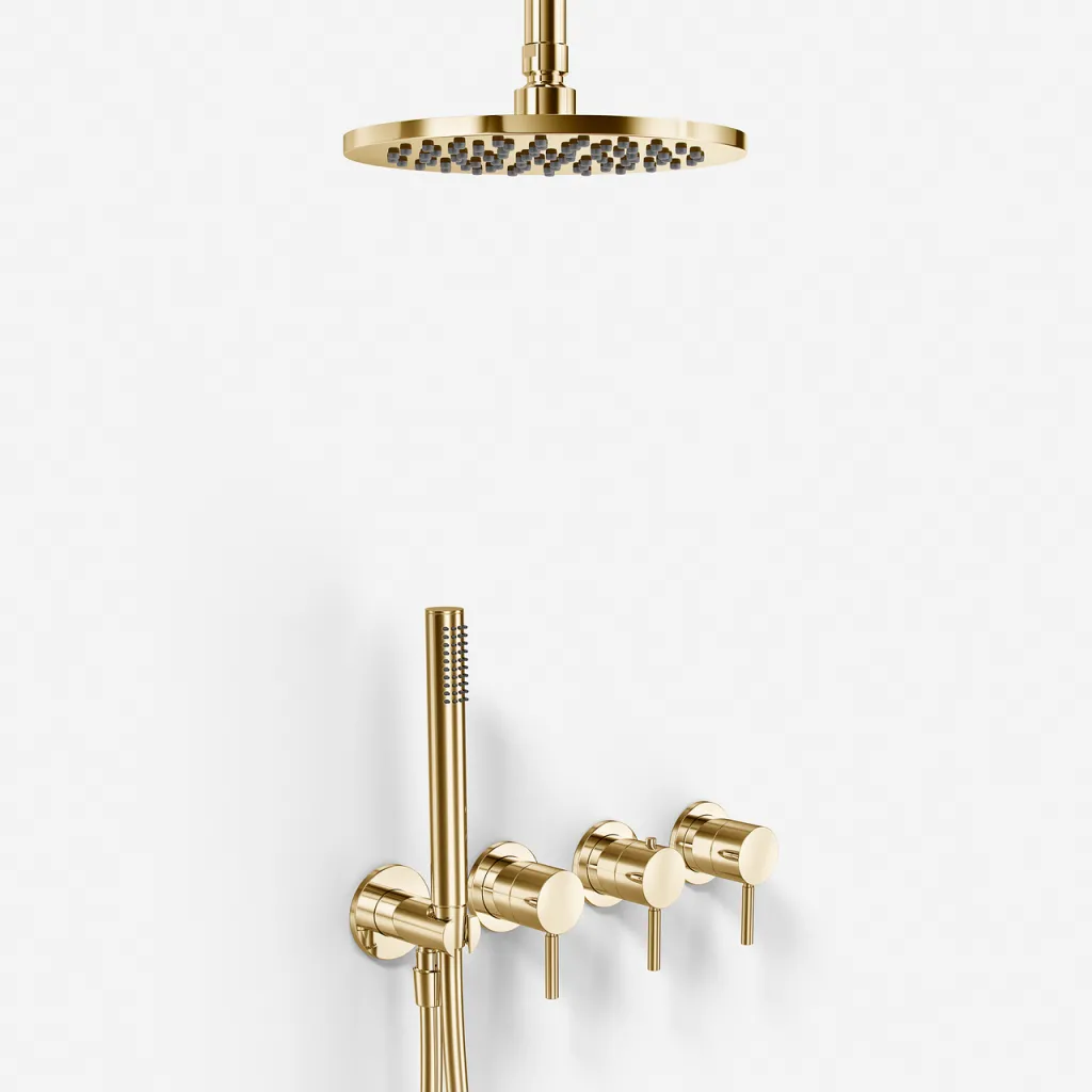 Semplice STB801 S08 - Rain DeLux SmartTerm Ø20 cm EasyClean, Ceiling, Polished Brass Natural
