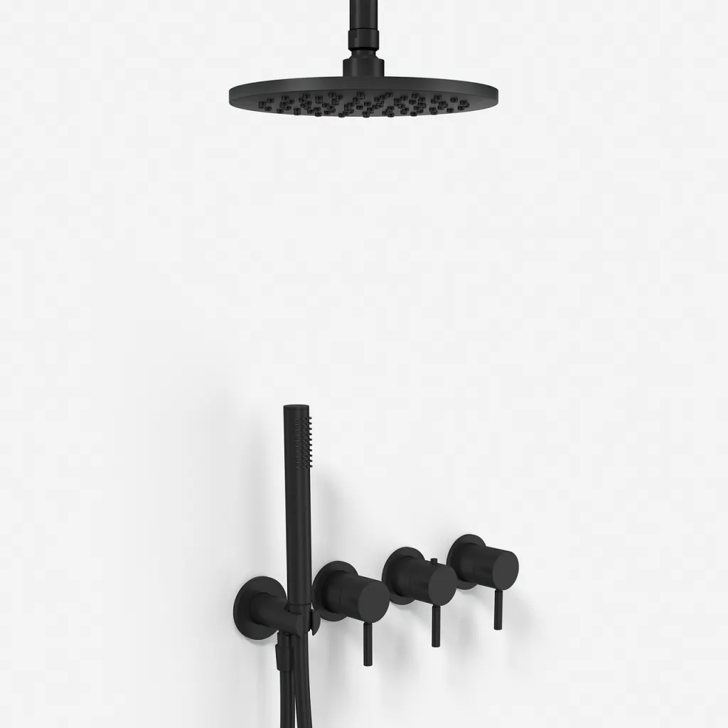Semplice STB801 S08 - Rain DeLux SmartTerm Ø20 cm EasyClean, Ceiling, Matt black