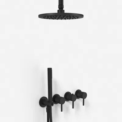 Semplice STB801 S08 - Rain DeLux SmartTerm Ø20 cm EasyClean, Ceiling, Matt black