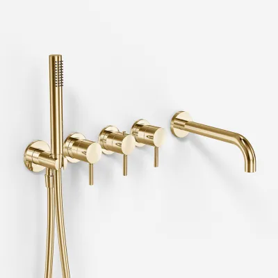 Semplice STB801 S11 - Thermostatic set Bath/shower, Polished Brass Natural