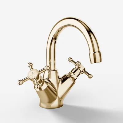 Hassel&Teudt HHV102 - Washbasin fitting w/ Ø112 mm. swing spout Polished Brass Natural