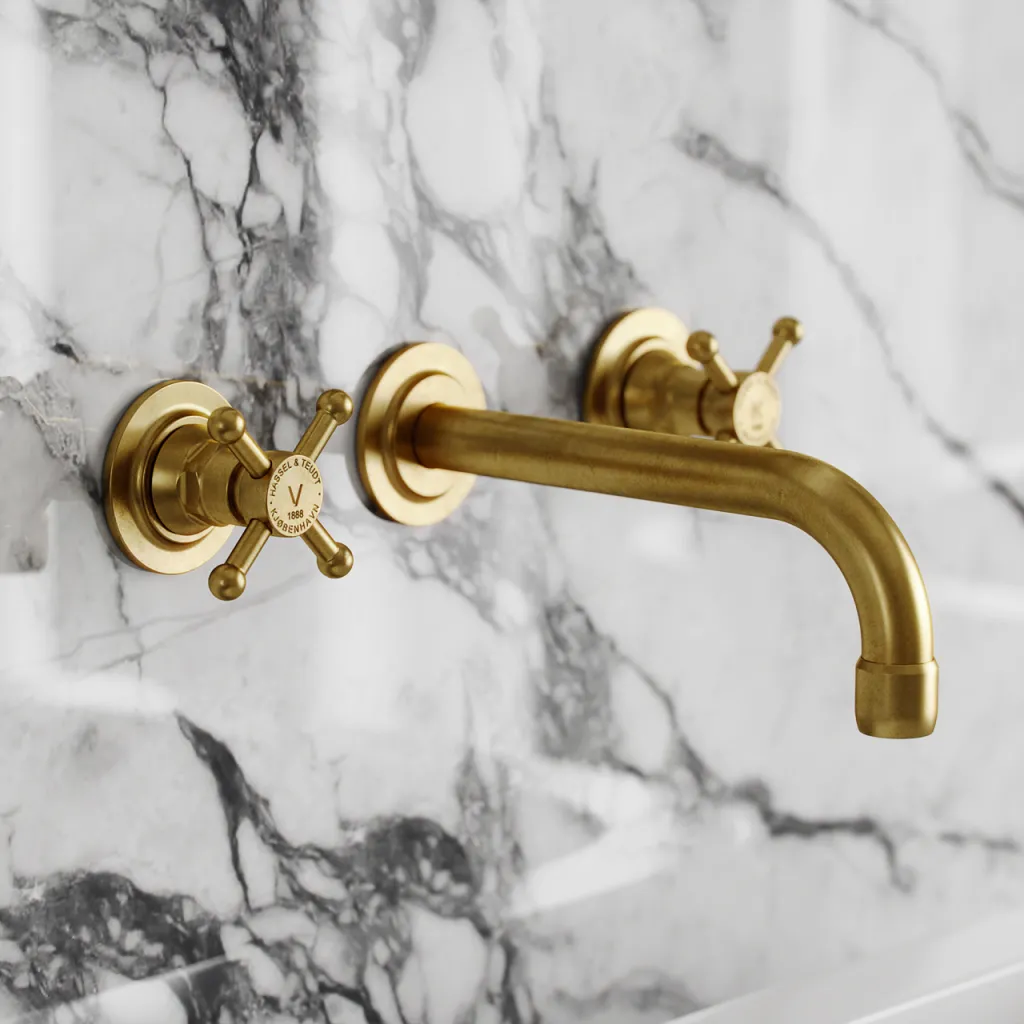 Hassel&Teudt HHV202 - Washbasin faucet w/ 220 mm. fixed spout. Polished Brass Natural
