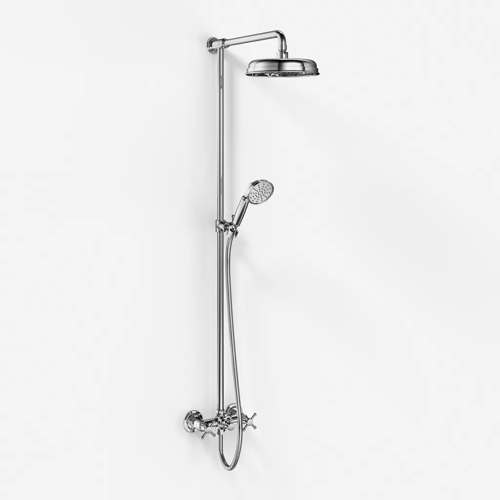 Hassel&Teudt HBR800 S01 - Shower rod set w/Ø21 cm. Rain DeLuxe w/EasyClean, Chrome