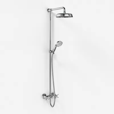 Hassel&Teudt HBR800 S01 - Shower rod set w/Ø21 cm. Rain DeLuxe w/EasyClean, Chrome
