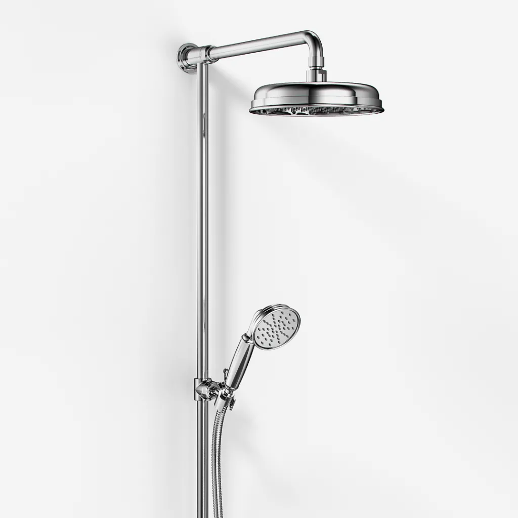 Hassel&Teudt HBR800 S01 - Shower rod set w/Ø21 cm. Rain DeLuxe w/EasyClean, Chrome