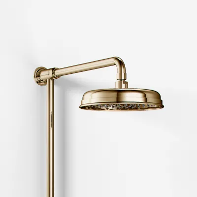 Hassel&Teudt HBT900 - SmartTerm shower rod set w/Ø21 cm. Rain DeLuxe w/EasyClean, Polished Brass Natural