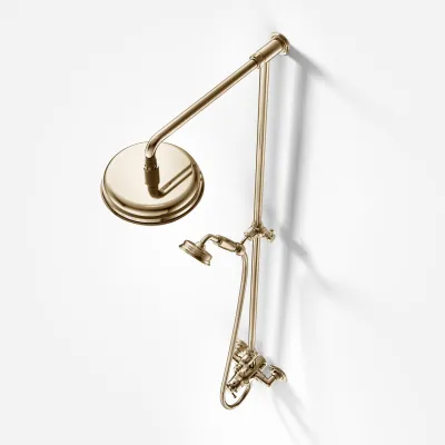 Hassel&Teudt HBT900 - SmartTerm shower rod set w/Ø21 cm. Rain DeLuxe w/EasyClean, Polished Brass Natural