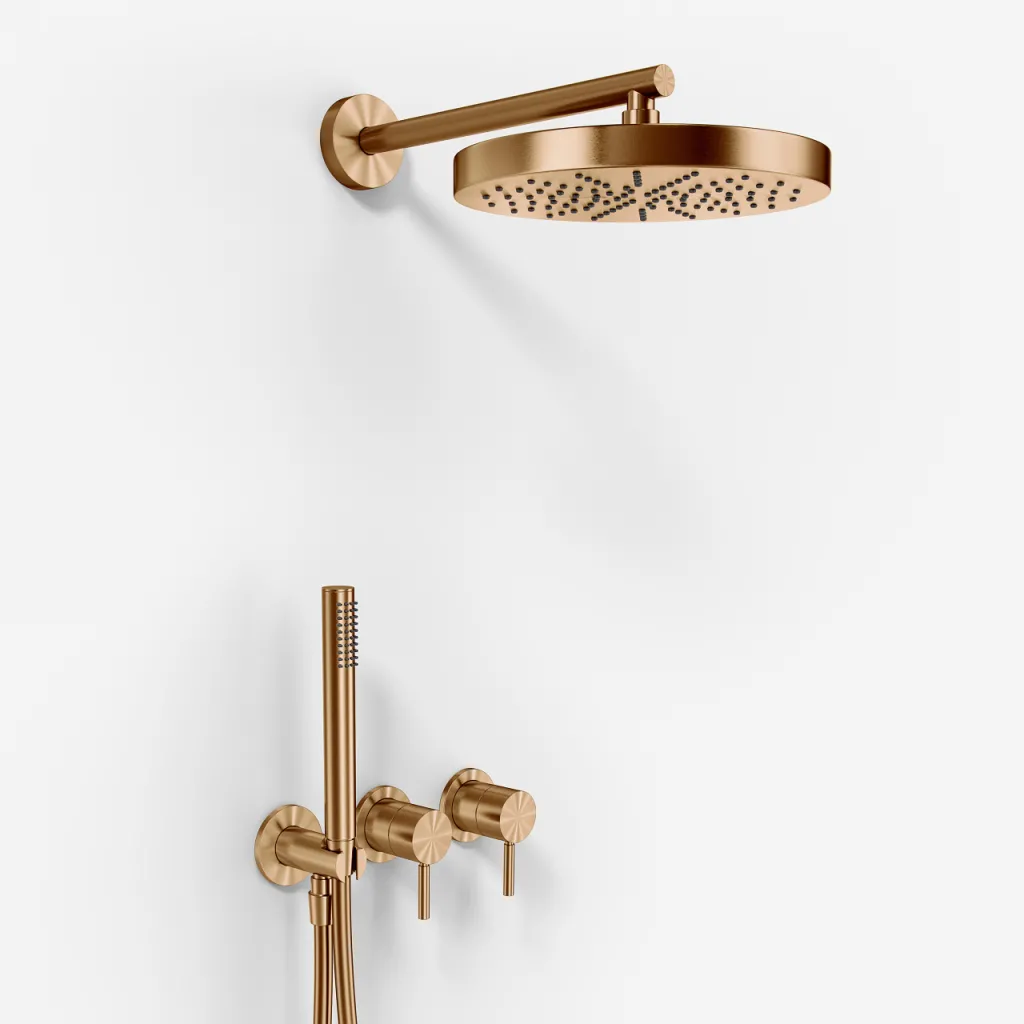 Semplice SBR801 S01 - Shower set, Ø24 cm, Wall, PVD Brushed copper