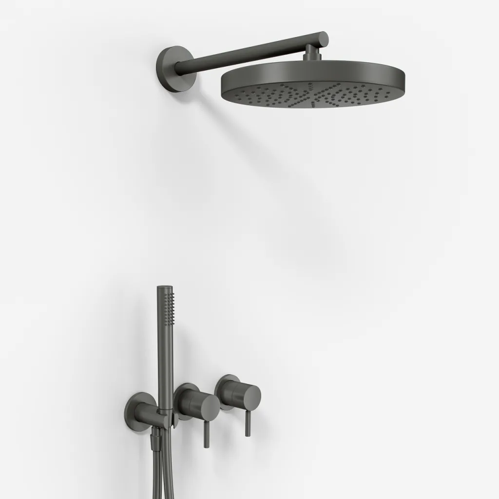 Semplice SBR801 S01 - Shower set, Ø24 cm, Wall, PVD Matt Gun Metal