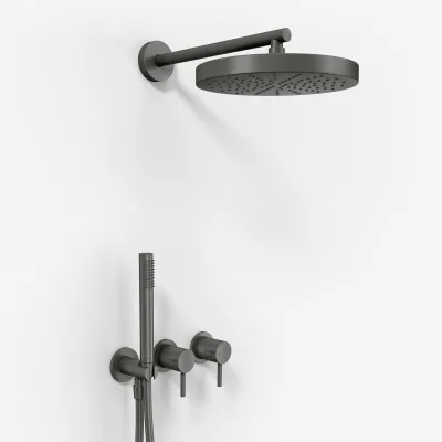 Semplice SBR801 S01 - Shower set, Ø24 cm, Wall, PVD Matt Gun Metal