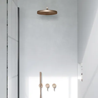 Semplice SBR801 S02 - Shower set, Ø28 cm, Wall, PVD Brushed copper