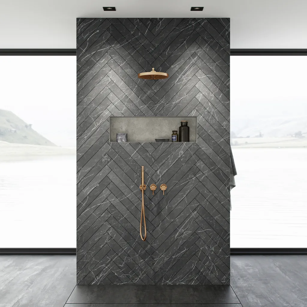 Semplice SBR801 S02 - Shower set, Ø28 cm, Wall, PVD Brushed copper