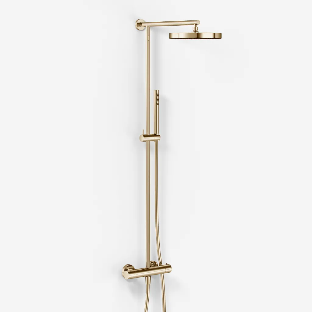 Semplice SRL10 - Thermostat set, XL Rain DeLuxe Ø24 w/EasyClean, Polished Brass Natural