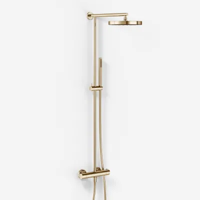 Semplice SRL10 - Thermostat set, XL Rain DeLuxe Ø24 w/EasyClean, Polished Brass Natural