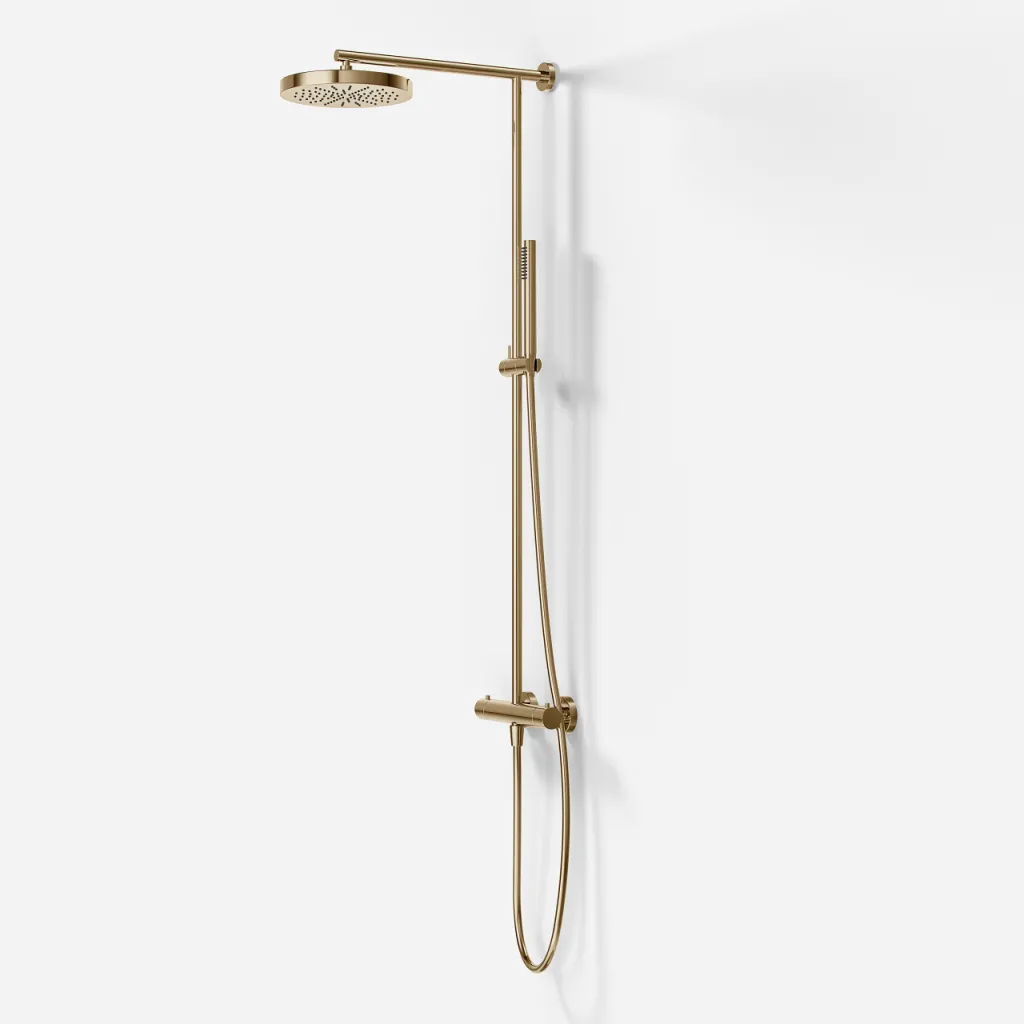 Semplice SRL10 - Thermostat set, XL Rain DeLuxe Ø24 w/EasyClean, Polished Brass Natural