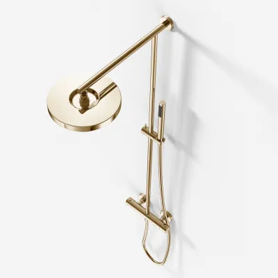 Semplice SRL10 - Thermostat set, XL Rain DeLuxe Ø24 w/EasyClean, Polished Brass Natural