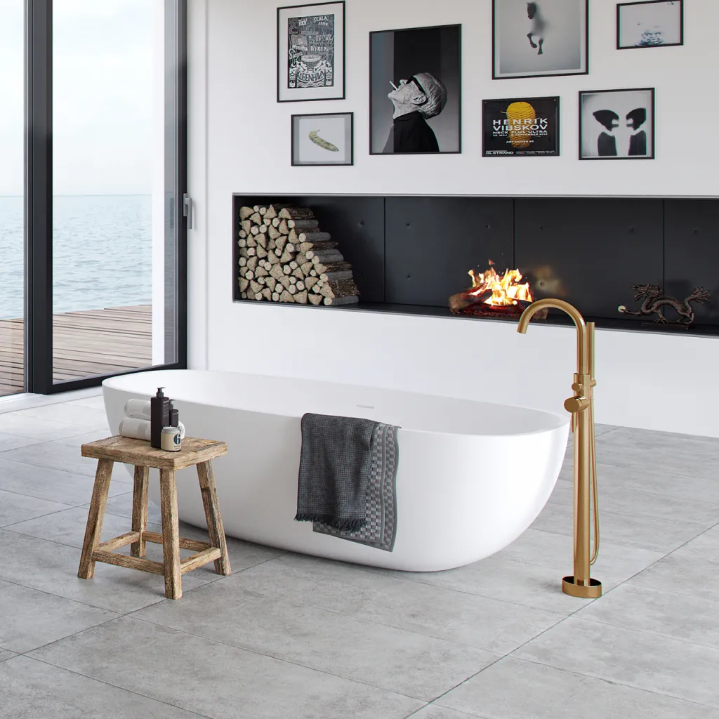 Semplice SBS600 - Freestanding bath mixer, PVD Brushed Copper