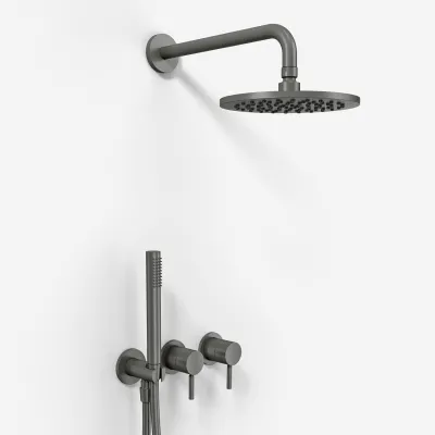 Semplice SBR801 S05 - Rain DeLuxe Ø20 cm, Wall, PVD Matt Gun Metal