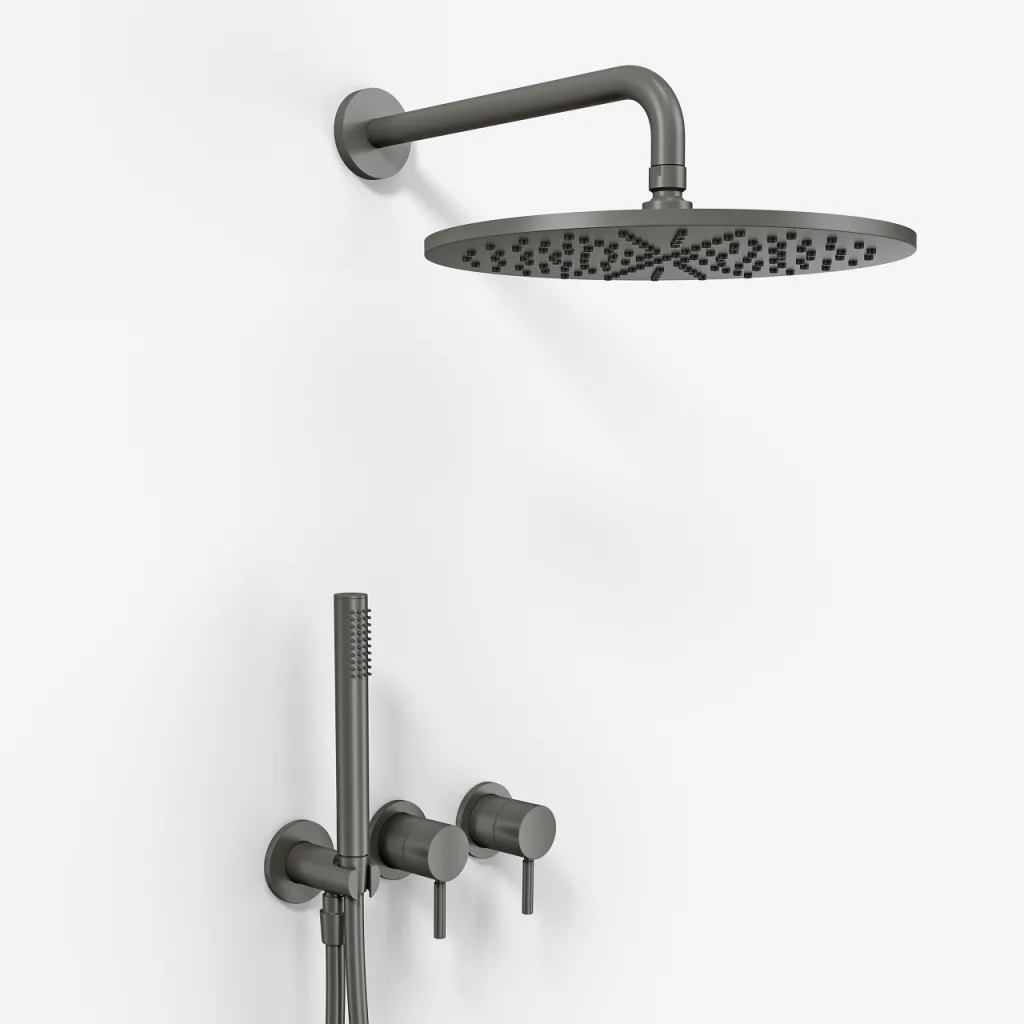 Semplice SBR801 S07 - Rain DeLuxe Ø30, Wall, PVD Matt Gun Metal