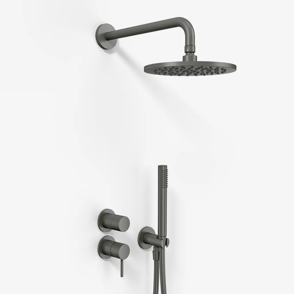 Semplice SBR901 S05 - Rain DeLux Ø20 cm, Wall, PVD Matt Gun Metal
