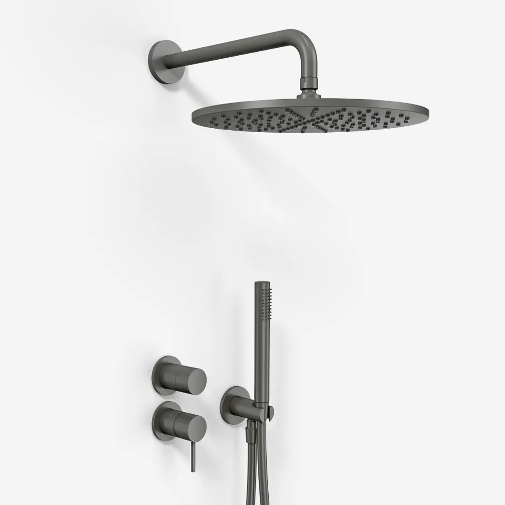 Semplice SBR901 S07 - Shower set Rain DeLuxe Ø30, Wall, PVD Matt Gun Metal