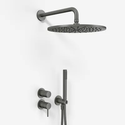 Semplice SBR901 S07 - Shower set Rain DeLuxe Ø30, Wall, PVD Matt Gun Metal
