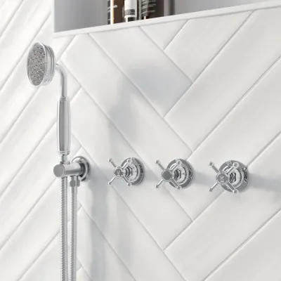Hassel&Teudt HBR704 S01 - Shower set w/Ø21 cm. Rain DeLuxe w/EasyClean, Wall, Chrome