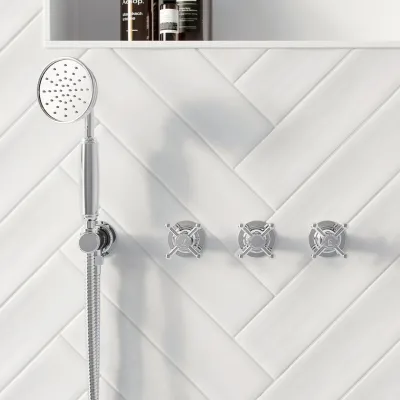 Hassel&Teudt HBR704 S01 - Shower set w/Ø21 cm. Rain DeLuxe w/EasyClean, Wall, Chrome