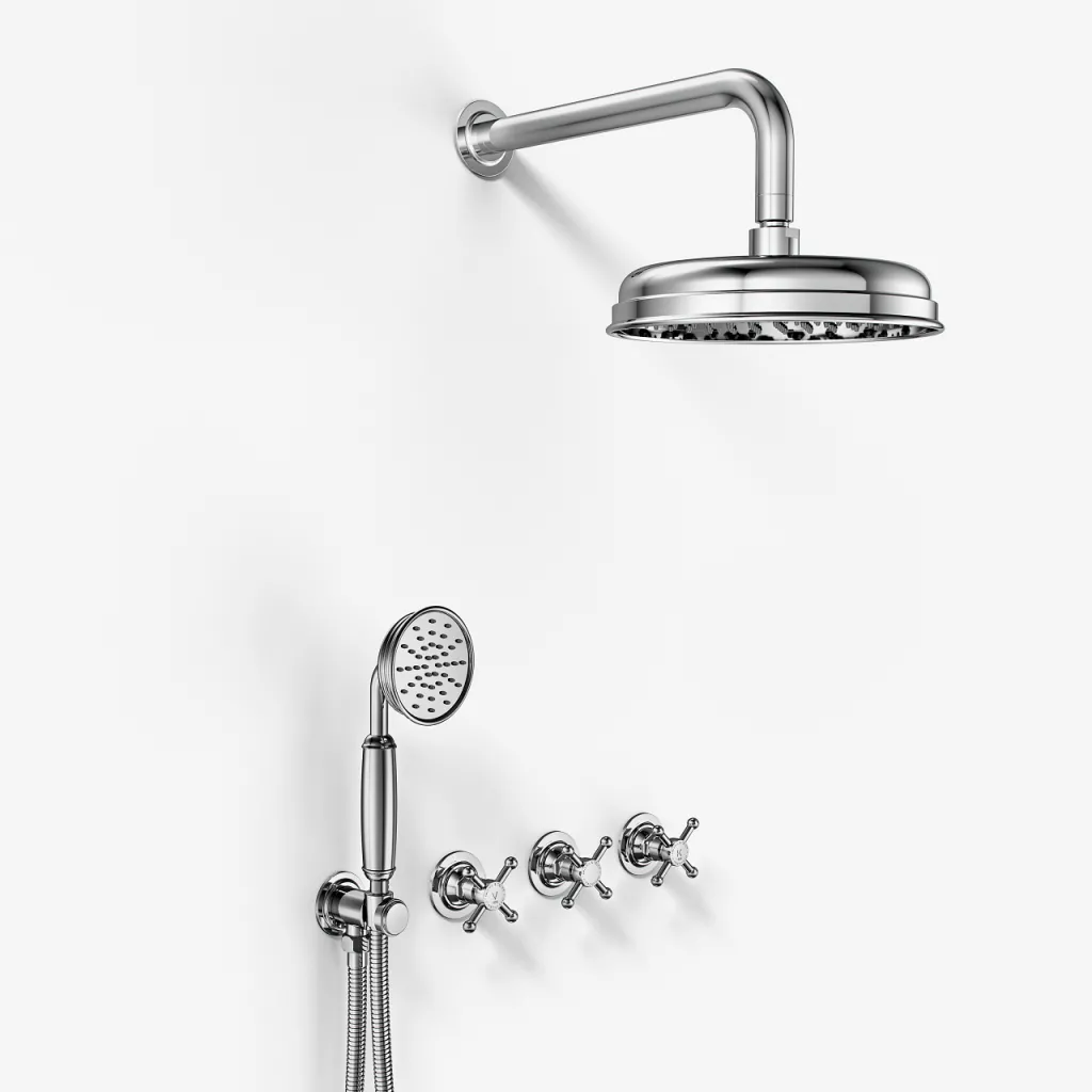 Hassel&Teudt HBR704 S01 - Shower set w/Ø21 cm. Rain DeLuxe w/EasyClean, Wall, Chrome