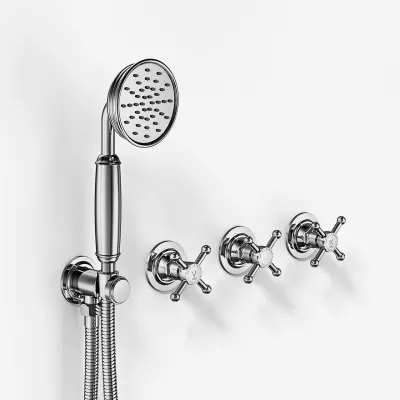 Hassel&Teudt HBR704 S01 - Shower set w/Ø21 cm. Rain DeLuxe w/EasyClean, Wall, Chrome