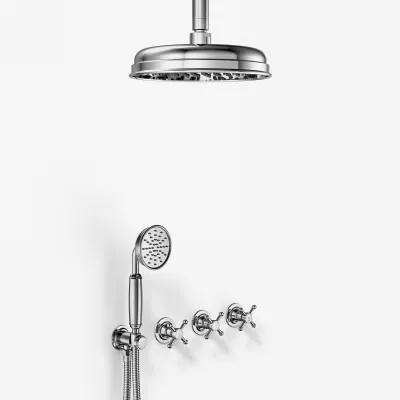Hassel&Teudt HBR704 S02 - Shower set w/Ø21 cm. Rain DeLuxe w/EasyClean, Ceiling, Chrome