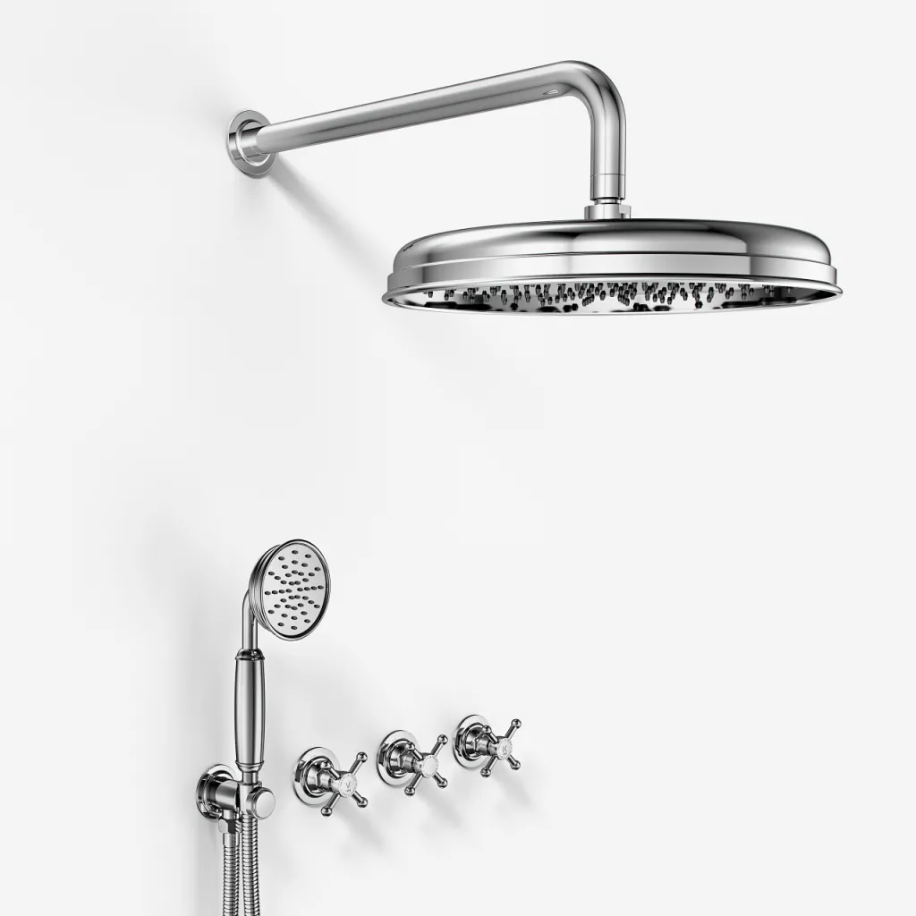 Hassel&Teudt HBR704 S03 - Shower set w/Ø31 cm. Rain DeLuxe w/EasyClean, Wall, Chrome