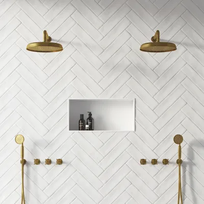 Hassel&Teudt HBR704 S03 - Shower set w/Ø31 cm. Rain DeLuxe w/EasyClean, Wall, Polished Brass Natural