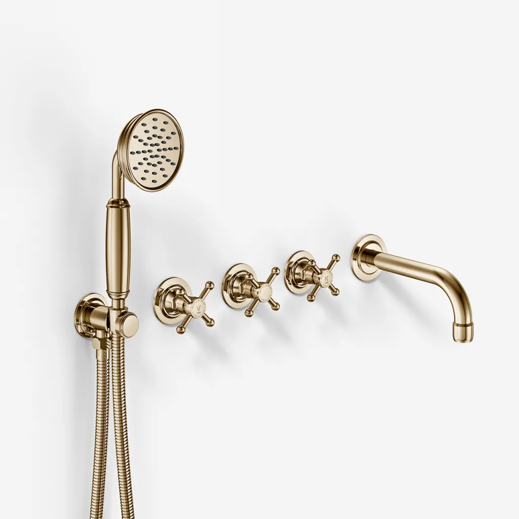Hassel&Teudt HBR704 S05 - Tub/shower set with 15 cm spout, Polished Brass Natural 