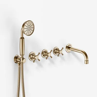 Hassel&Teudt HBR704 S05 - Tub/shower set with 15 cm spout, Polished Brass Natural 